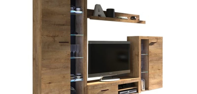Obývací stěna OLIMP dub lefkas Varianta LED osvětlení