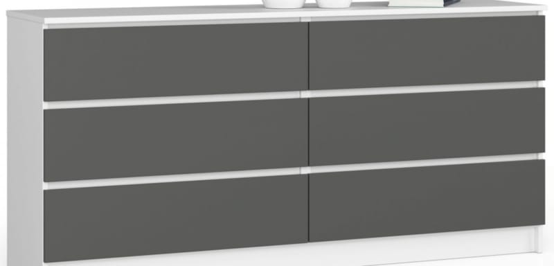 Komoda K160&nbsp;6SZ – bílá/grafit