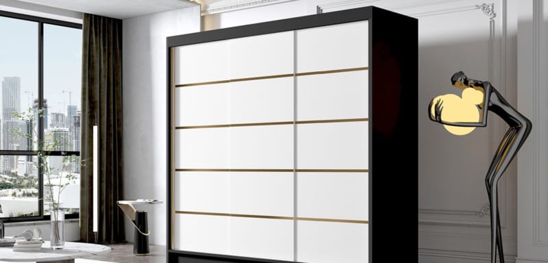Šatní skříň EVO VII 200 cm – černá/bílá