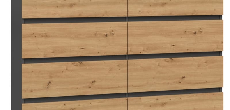Komoda Malva 8 zásuvek 140 – antracit/dub artisan