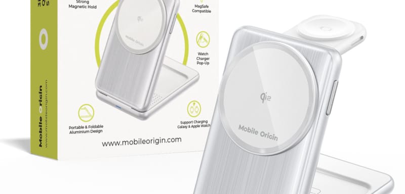 Mobile Origin 3in1 Foldable Qi2 Charger PW8 Silver
