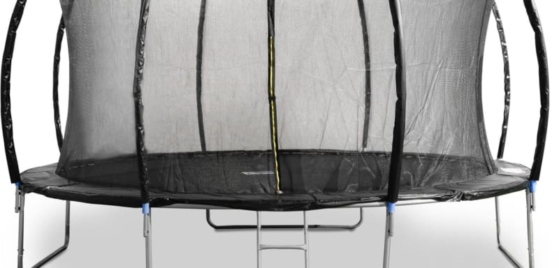 G21 Trampolína SpaceJump 430cm, černá + ochranná síť + schůdky zdarma