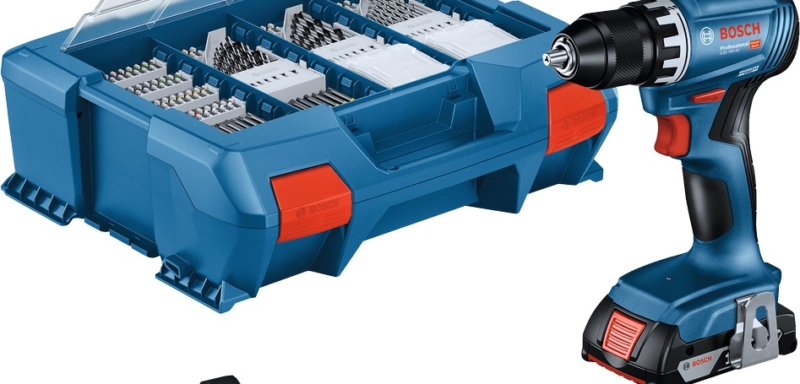 BOSCH Professional Vrtačka GSB 18V-45 + 63 dílná sada příslušenství 0.615.A50.07G (2 × 2 Ah)