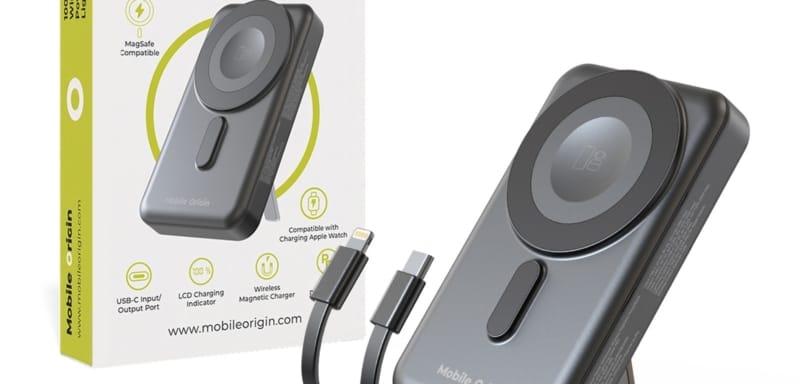 Mobile Origin Wireless Magnetic PowerBank 10000mAh USB-C and Lightning Cable PB11