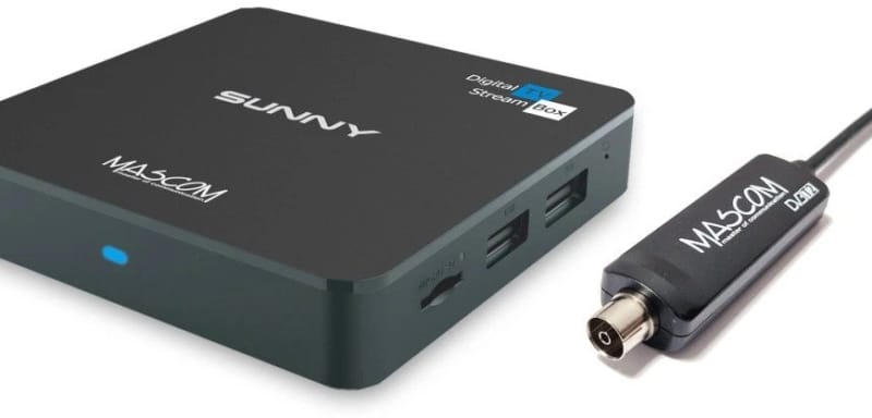 Mascom Sunny-T Android TV box s&nbsp;DVB-T2 tunerem, 4K HDR, WiFi, BT, Oneplay, Netflix
