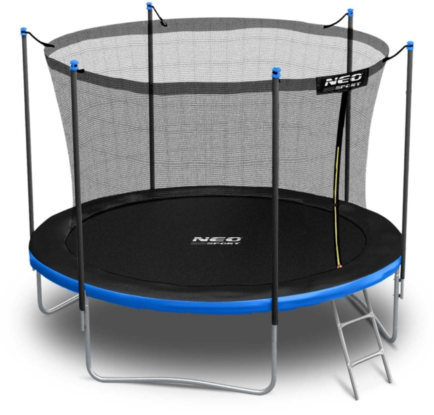 NEO-SPORT Trampolína 6 stop/183 cm, černo – modrá, s&nbsp;vnitřní sítí + žebřík