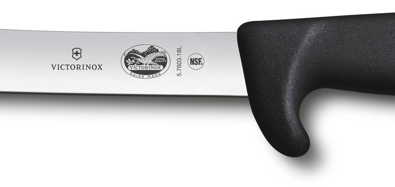 Victorinox Řeznický nůž, Fibrox, 18 cm, bezpečnostní špička, hladký, černý