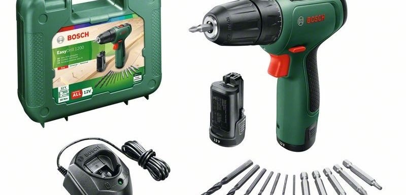 BOSCH Vrtací šroubovák EasyDrill 1200, sada bitů a&nbsp;vrtáků, kufr 0.603.9D3.007 (2 × 1,5 Ah)