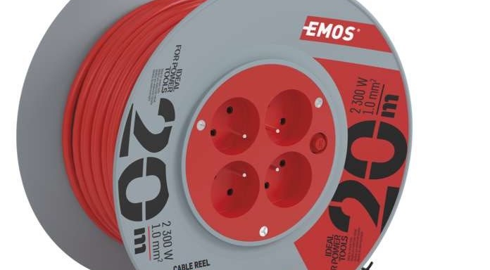 EMOS PVC prodlužovací kabel na bubnu – 4 zásuvky, 20m, 1mm2