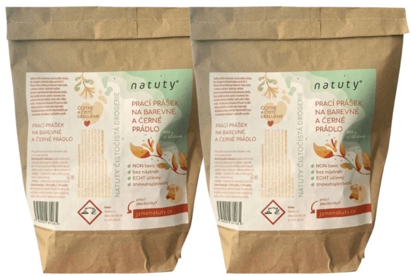NATUTY Na barevné a&nbsp;černé prádlo, 1 kg, 2 ks (200 praní)